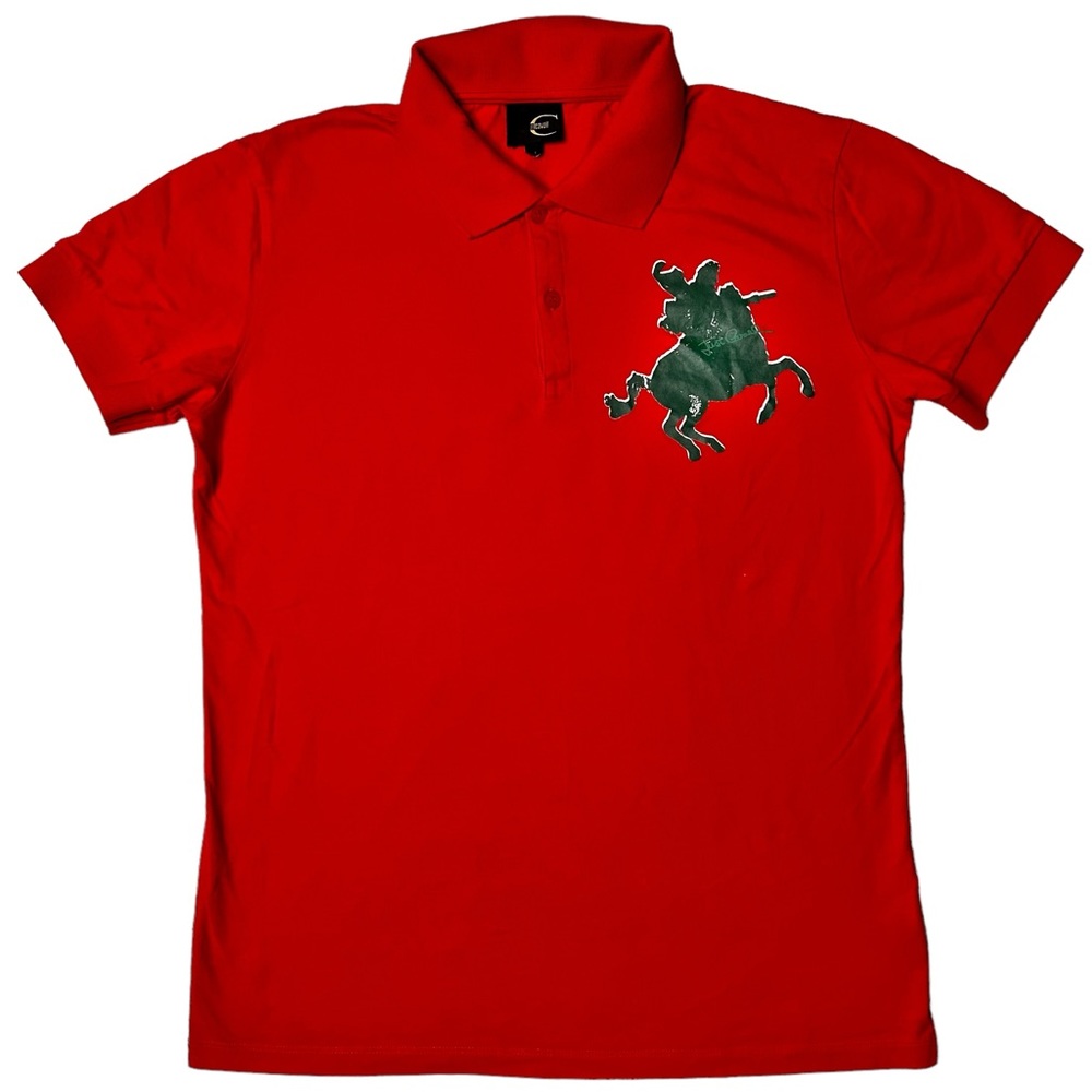 Just Cavalli Big Logo Short Sleeve Polo Shirt Dark Orange Men’s Size M *Measured